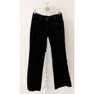 MIKAI Size 10 Jerry Shabo Womens Wide Leg Velvet Pants Seamed Boot Cut Black